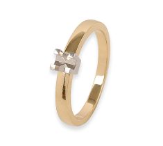 BAGUE SOLITAIRE OR J. CHATON 0,05 CT OR BLANC