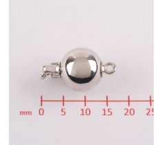 .FERMOIR BOULE METAL BLANC POLI 10 MM