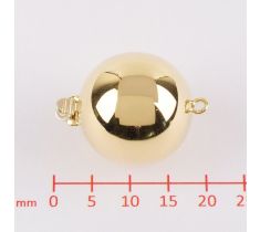 FERMOIR BOULE OR JAUNE 14 CT. 15 MM