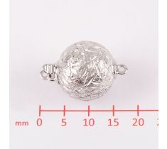 FERMOIR BOULE ARGENT SURFACE GLACEE 12 MM